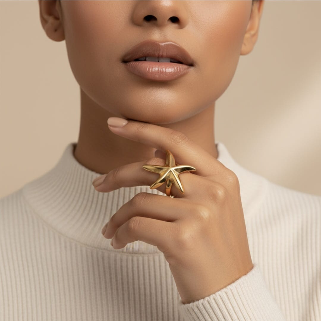 Saachu Bling - Starfish Gold Adjustable Ring